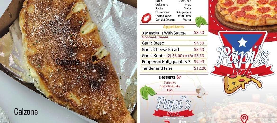 Papis Pizza Menu