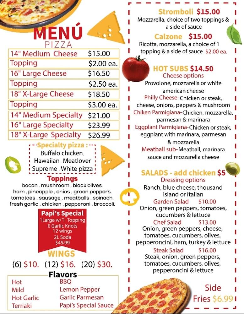 Papis Pizza Menu image 1